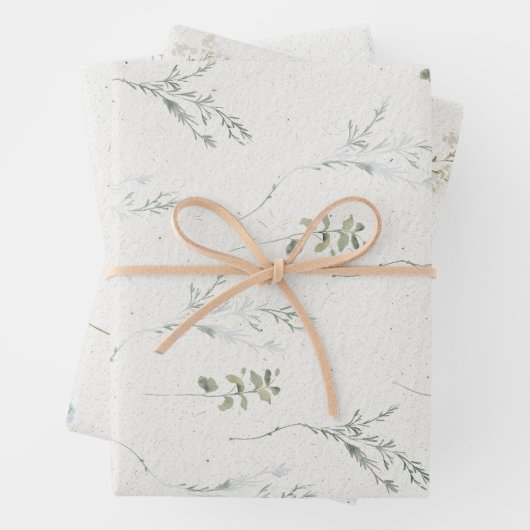 Cotswolds Blauwe Winter Bloemen Faux Handgemaakt Inpakpapier Vel (In situ)