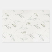 Cotswolds Blauwe Winter Bloemen Faux Handgemaakt Inpakpapier Vel (Voorkant)