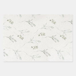 Cotswolds Blauwe Winter Bloemen Faux Handgemaakt Inpakpapier Vel