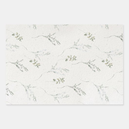 Cotswolds Blauwe Winter Bloemen Faux Handgemaakt Inpakpapier Vel (Voorkant)