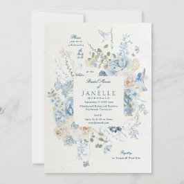 Cotswolds Blue Winter Florals Vrijgezellenfeest Kaart