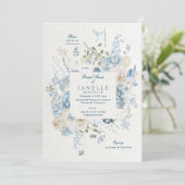 Cotswolds Blue Winter Florals Vrijgezellenfeest Kaart (Staand voorkant)