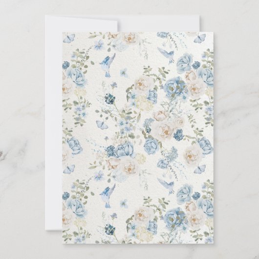 Cotswolds Blue Winter Florals Vrijgezellenfeest Kaart (Achterkant)