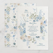 Cotswolds Blue Winter Florals Vrijgezellenfeest Kaart (Voorkant / Achterkant)