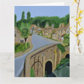 Cotswolds dorp Engeland wenskaart Kaart (Gele Bloem)