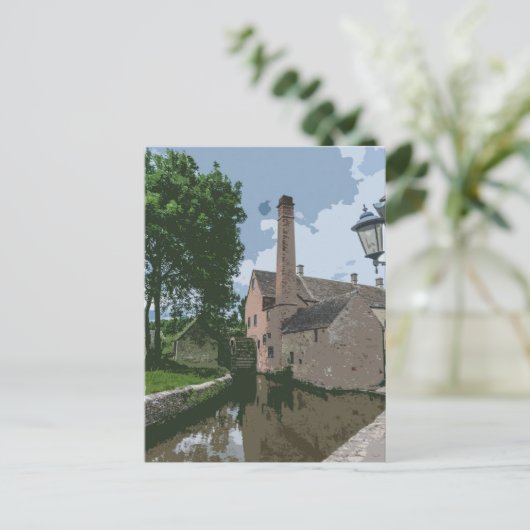 Cotswolds dorp watermolen uitzicht briefkaart (Staand voorkant)