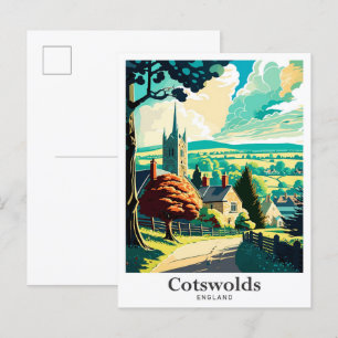 Cotswolds Engeland Kunst Vintage Reizen Illustrati Briefkaart