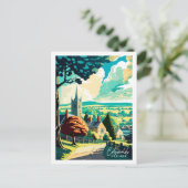 Cotswolds Engeland vintage reisillustratie Briefkaart (Staand voorkant)