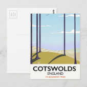 Cotswolds landschap spoorweg reisposter briefkaart (Voorkant / Achterkant)