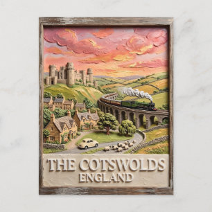 Cotswolds Stoomtrein Kasteel Platteland Engeland Briefkaart