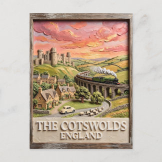 Cotswolds Stoomtrein Kasteel Platteland Engeland Briefkaart
