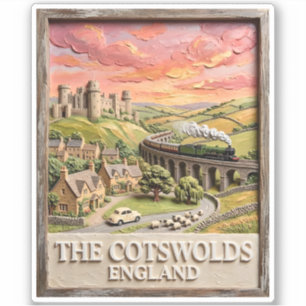 Cotswolds Stoomtrein Kasteel Platteland Engeland Sticker