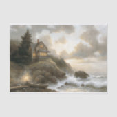 Cottage aan Zee bij Schemering Decoupage Tissuepapier (Voorkant)