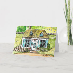 Cottage Art, Ink en Waterverf Art Painting Print Kaart