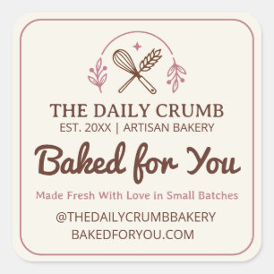 Cottage Bakkerij Label Vierkant Garde Tarwe Sticke