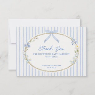 Cottage Blauwe Baby Shower Bedankkaart