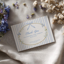 Cottage Blauwe Baby Shower Bedankkaart
