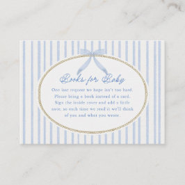 Cottage Blauwe Baby Shower Boeken voor Baby Informatiekaartje