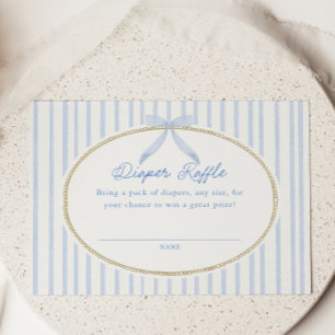 Cottage Blauwe Baby Shower Luier Raffle Informatiekaartje