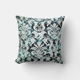 Cottage Blauwgroen Mint Parly Damask Grey Sequin Kussen