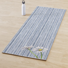 Cottage Bleekblauwe Gestreepte Waterverf Madeliefj Yogamat