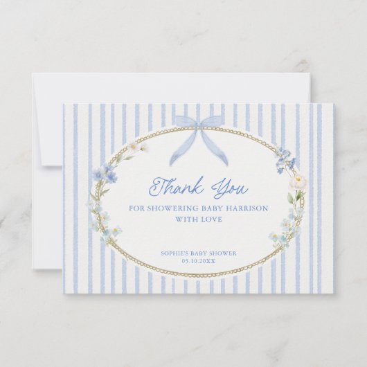 Cottage Blue Baby Shower  Bedankkaart (Voorkant)