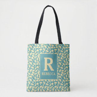 Cottage Blue en Cream Leaf Tote Bag