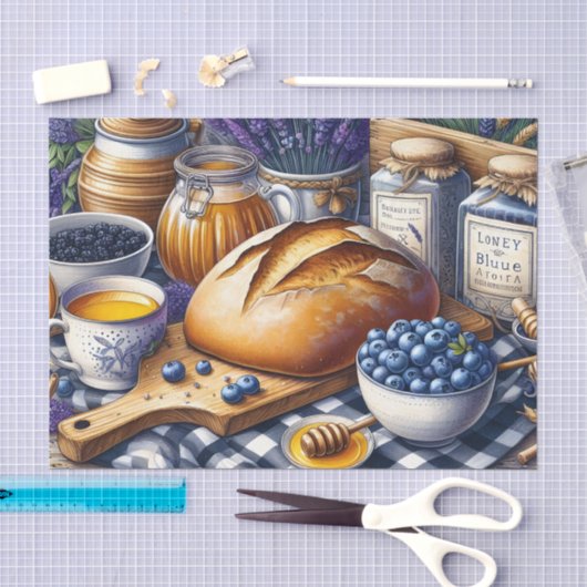 Cottage Blueberry Brunch Decoupage Print Tissuepapier (Craft)