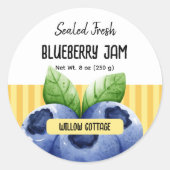 Cottage Blueberry Jam Deksel Label Sticker (Voorkant)