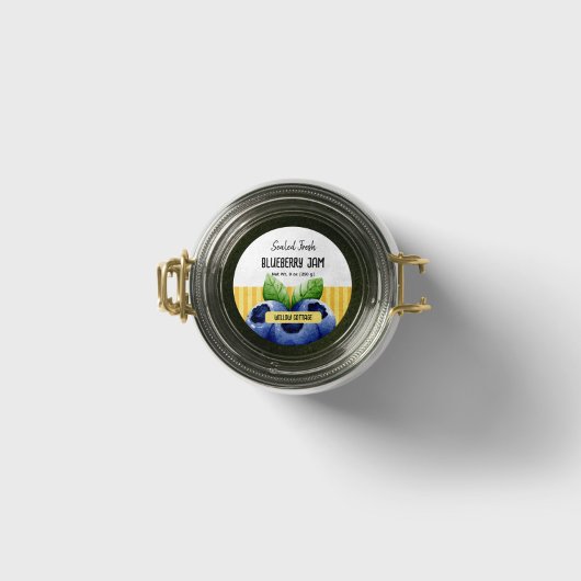 Cottage Blueberry Jam Deksel Label Sticker