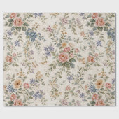 Cottage Blush Blauwe Bloempatroon Cadeaupapier (Vlak)
