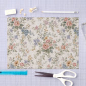 Cottage Blush Blauwe Bloempatroon Tissuepapier (Craft)