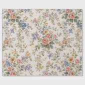 Cottage Blush Blue Floral Pattern Cadeaupapier (Vlak)