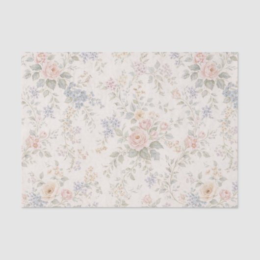 Cottage Blush Blue Floral Pattern Tissuepapier (Voorkant)