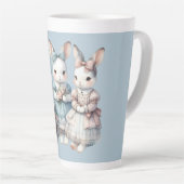 Cottage Bunny Sisters Watercolor Illustration Latte Mok (Rechterhoek)