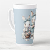 Cottage Bunny Sisters Watercolor Illustration Latte Mok (Linkerhoek)