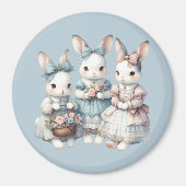 Cottage Bunny Sisters Watercolor Illustration Magneet (Voorkant)