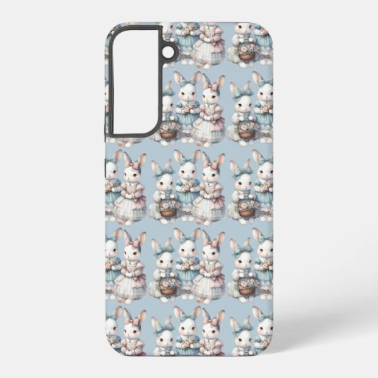 Cottage Bunny Sisters Watercolor Illustration Samsung Galaxy Hoesje (Achterkant)