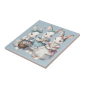 Cottage Bunny Sisters Watercolor Illustration Tegeltje (Zijkant)