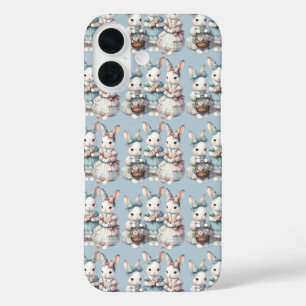 Cottage Bunny Sisters Waterverf Illustratie iPhone 16 Hoesje