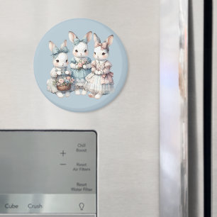 Cottage Bunny Sisters Waterverf Illustratie Magneet