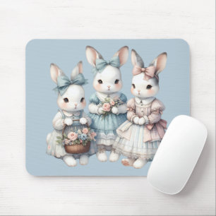 Cottage Bunny Sisters Waterverf Illustratie Muismat