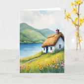 Cottage By The Loch View Card Kaart (Gele Bloem)