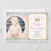 Cottage Chic Bloemen Verjaardag Uitnodiging 5x7 (Voorkant)