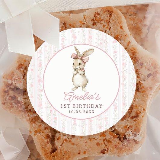 Cottage Chic Bunny Floral Birthday Sticker