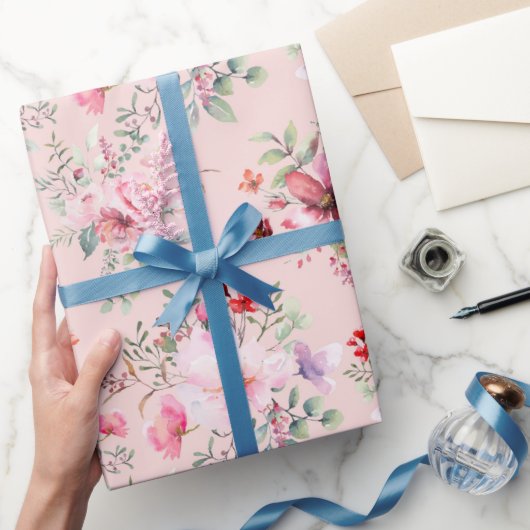 Cottage Chic Flower Pattern Cadeaupapier (Geschenken)