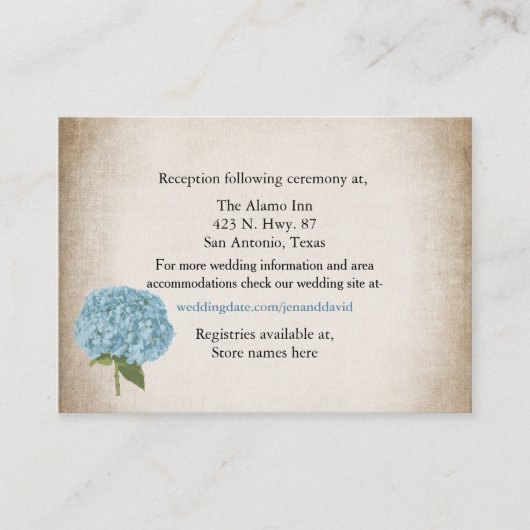 Cottage Chic Hydrangea Bruiloft Behuizing Kaart (Voorkant)