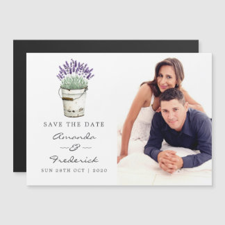 Cottage Chic Lavendel Bruiloft Save the Date Magnetische Uitnodiging