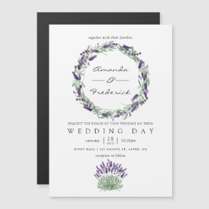 Cottage Chic Lavender Wedding Magnetische Uitnodiging