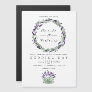 Cottage Chic Lavender Wedding Magnetische Uitnodiging